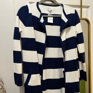 J. Crew Blue and Cream Cardigan
